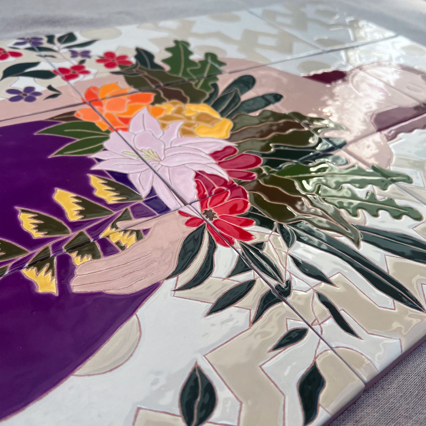 Flower Chest: Statement Tile Mural
