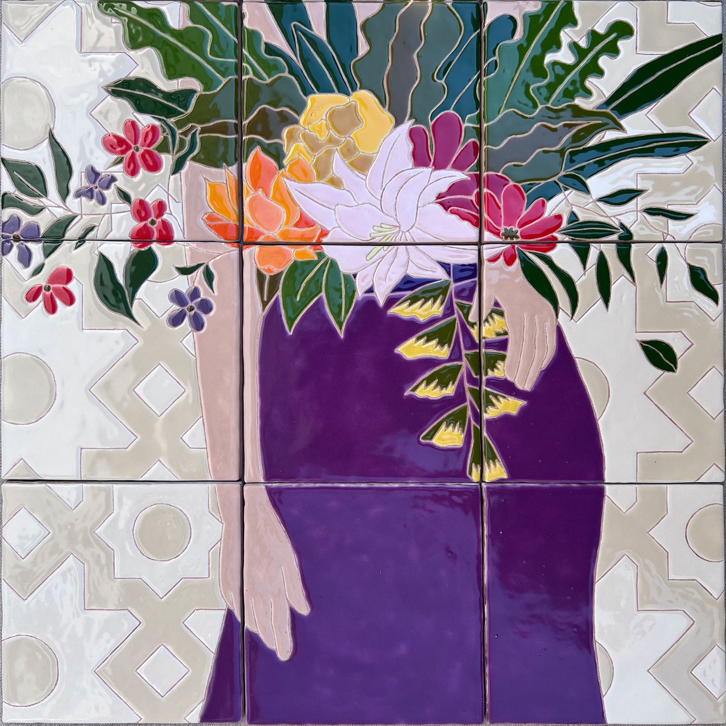 Flower Chest: Statement Tile Mural