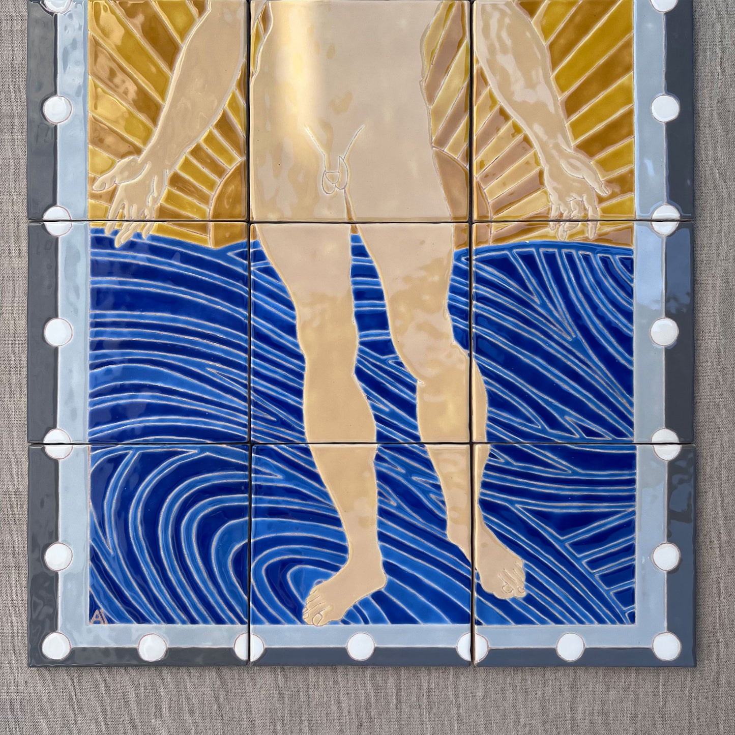 A Man's Universe: Statement Hand-Painted Tile Mural